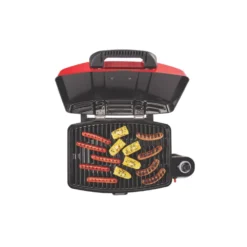 Coleman Road Trip Sportster® Propane Gas Grill -Coleman 2000020947 coleman sportster grill open red with food angle 1 1