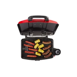 Coleman Road Trip Sportster® Propane Gas Grill -Coleman 2000020947 coleman sportster grill open red with food angle 1