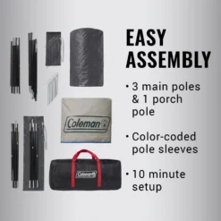 Coleman 4-Person Cabin Tent With Screened Porch, Evergreen -Coleman 2000035607 Congaree ATF 6 1 1