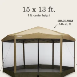 Coleman Back Home™ 15 X 13 Screen Canopy Tent 15 Coleman Back Home™ 15 X 13 Screen Canopy Tent -Coleman 2156412 ShelterBackhome15x13 LightOak ATF7