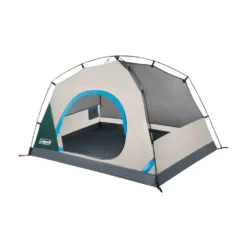 Coleman Skydome™ 2-Person Camping Tent With Full-Fly Vestibule, Evergreen -Coleman 2P DmVstblFllFly Evrgrn 3 FrontAngle FlyOff DoorOpen