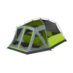 Coleman Skydome™ 4-Person Camping Tent With Screen Room, Rock Grey 15 Coleman Skydome™ 4-Person Camping Tent With Screen Room, Rock Grey -Coleman 4P DmScrnPrch RckGry 2 FrontAngleLeft FlyOff WindowsDown