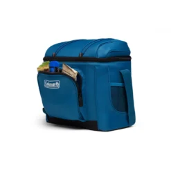 Coleman CHILLER™ 16-Can Soft-Sided Portable Cooler -Coleman Chiller 18 Soft Cooler With Liner Deep Ocean 2158119 3 4 Angle With Front Pocket Propped 0003 v1