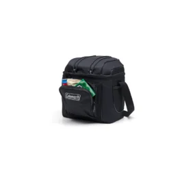 Coleman CHILLER™ 9-Can Soft-Sided Portable Cooler 12 Coleman CHILLER™ 9-Can Soft-Sided Portable Cooler -Coleman Chiller 9 Soft Cooler With Liner Black 2158131 Front Aerial Zipper Open With Snacks and Cans 0003 v1