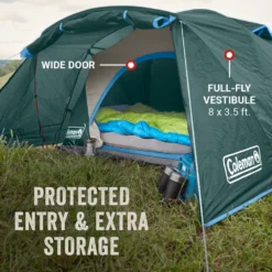 Coleman Skydome™ 4-Person Camping Tent With Full-Fly Vestibule, Evergreen 13 Coleman Skydome™ 4-Person Camping Tent With Full-Fly Vestibule, Evergreen -Coleman Coleman 2000037516 Skydome FullFlyVest 4P ATF3